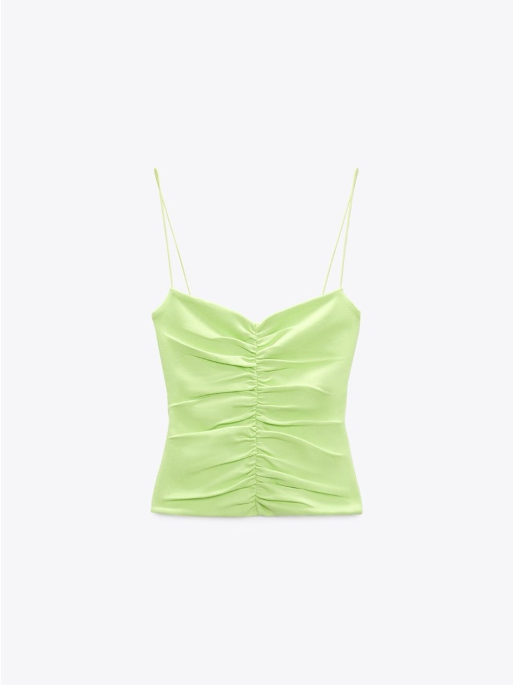 Zara neon green ruched tank top